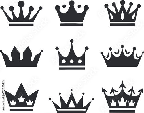 Crown icons set. Vector 