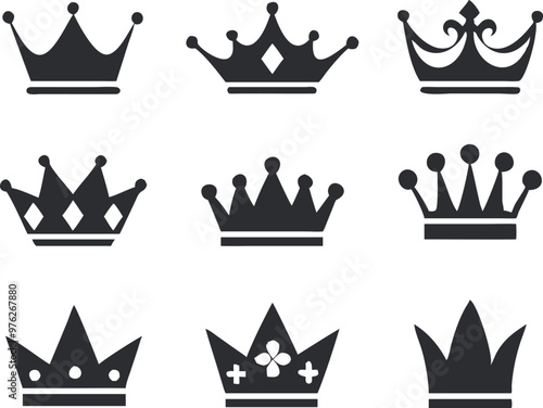 Crown icons set. Vector illustration