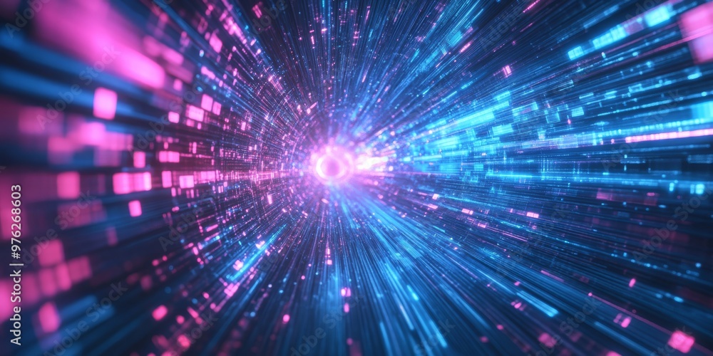 This is a vibrant and detailed abstract representation showcasing the flow of digital data, emphasizing the capabilities of networks and the complex processes involved in modern technology This is a vibrant and detailed abstract representation showcasing the flow of digital data, emphasizing the capabilities of networks and the complex processes involved in modern technology