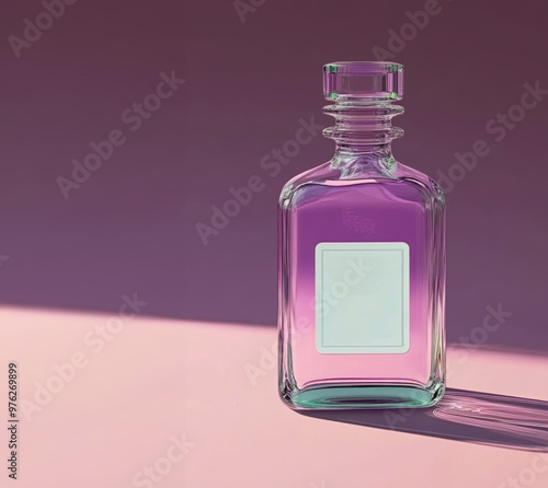 bottle of perfume on pink background