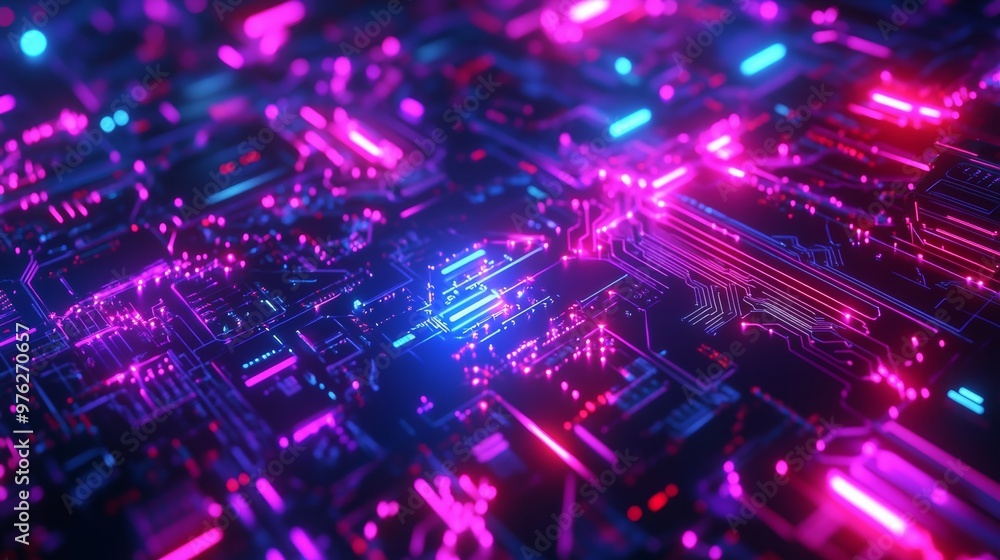 Abstract Neon Circuit Board. Abstract Neon Circuit Board.
