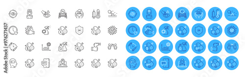 Medicine price, Emergency call and Coronavirus line icons pack. Dont touch, Vitamin, 24 hours web icon. Telemedicine, Vaccination schedule, Thermometer pictogram. Wash hands. Vector