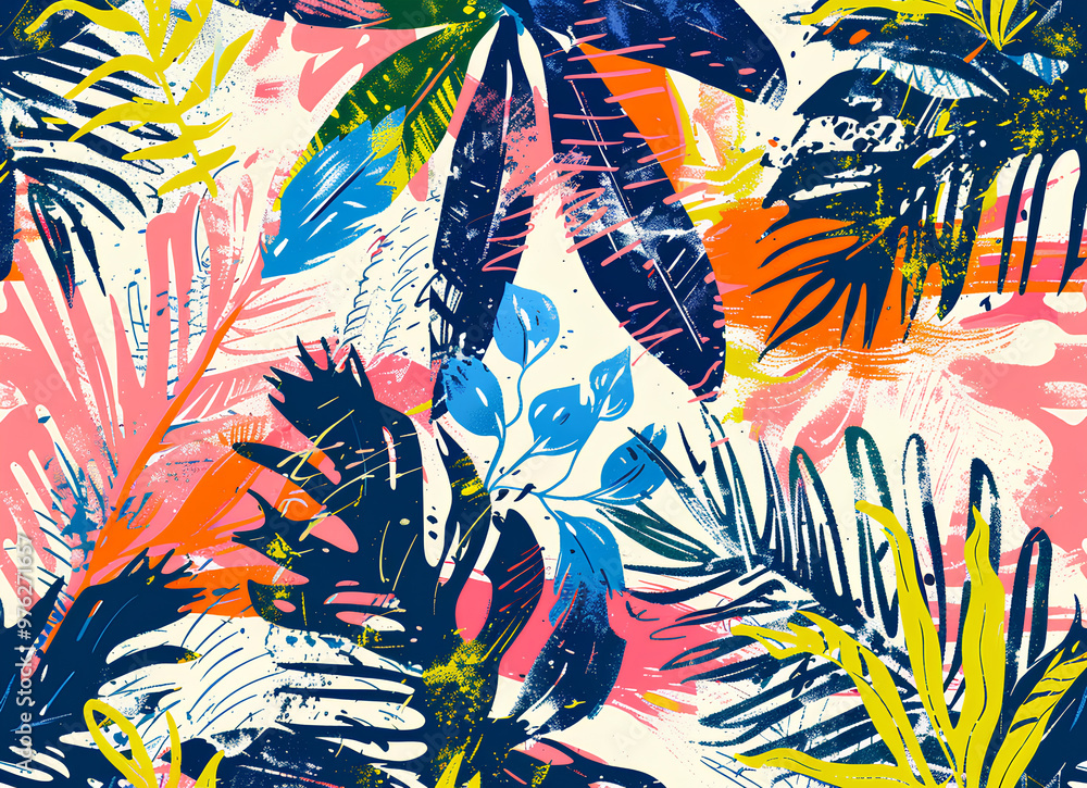 Fototapeta premium seamless pattern with leaves