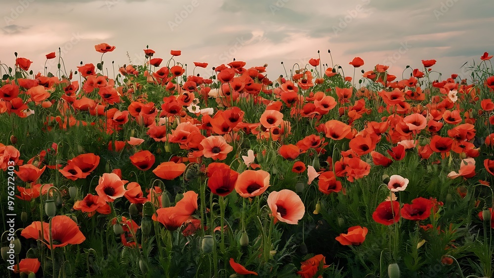 Obraz premium Wallpaper with poppy flowers as background