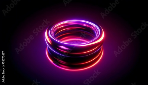 Abstract colorful neon shape background with reflection on the floor