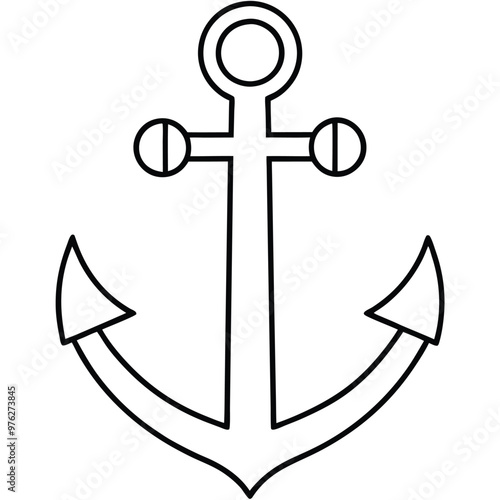 Nautical Anchor Line Art Vector Silhouette Design.