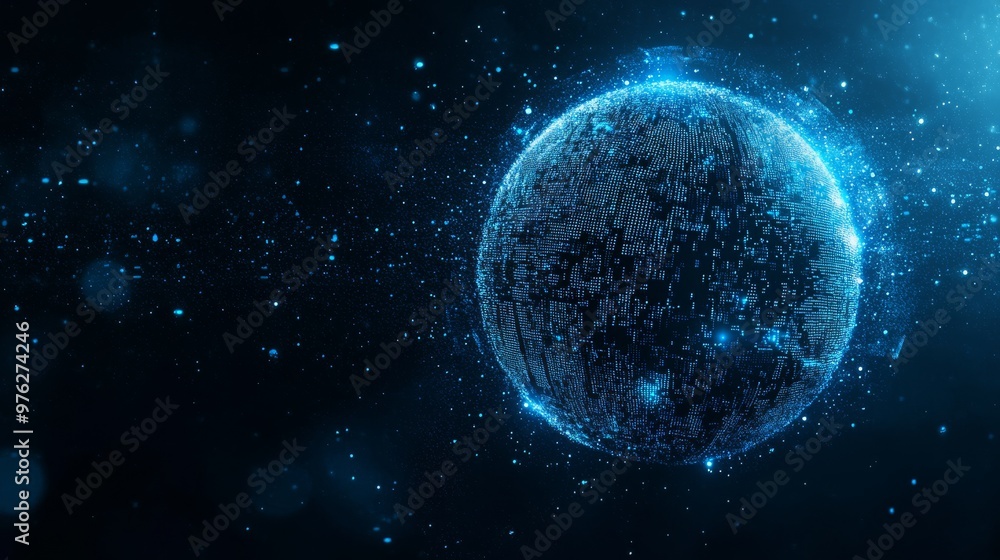 Fototapeta premium Explore a vibrant digital landscape with mesmerizing abstract data visualizations and intricate network connections, showcasing groundbreaking advancements in science and education