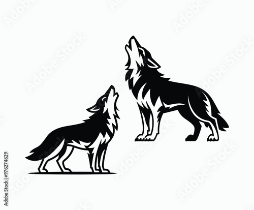 Wallpaper Mural Howling wolf silhouette EPS vector art illustration template on a white background Torontodigital.ca