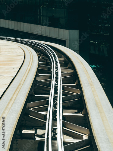 Suspended tramway rail in Miami.