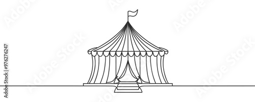 Circus tent Continuous one line drawing