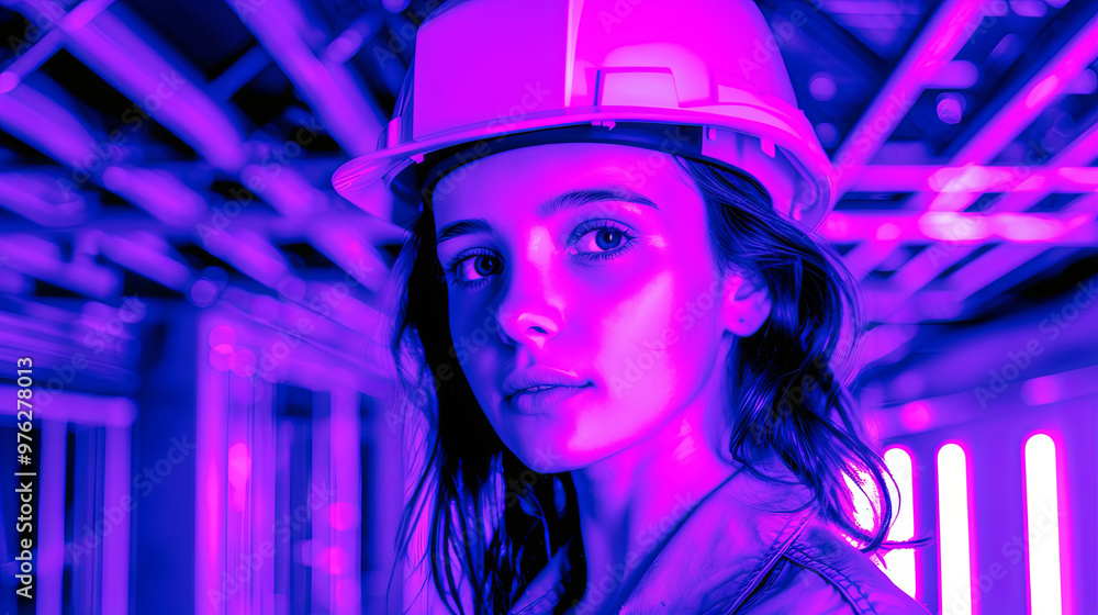 Face of an engineer wearing a construction worker's helmet. Universal specialist. Illustration for cover, card, postcard, interior design, banner, poster, brochure or presentation. Face of an engineer wearing a construction worker's helmet. Universal specialist. Illustration for cover, card, postcard, interior design, banner, poster, brochure or presentation.