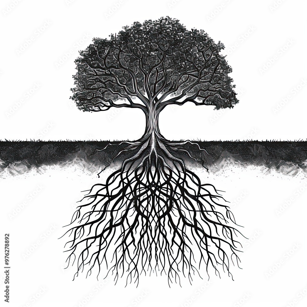 Without Roots Tree Tample A tree without leaves and with branching roots running deeply in all ...