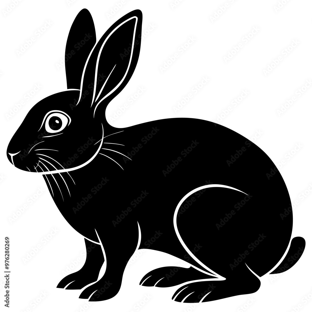 Obraz premium black rabbit isolated on white