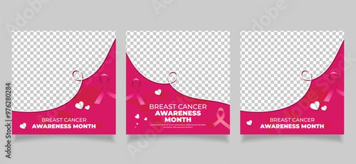 Breast cancer awareness month social media post template 