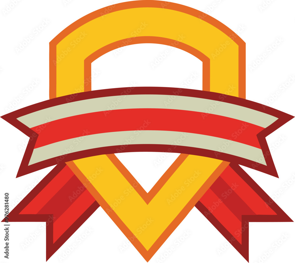 Gold badge ribbon isolated on white background Gold badge ribbon isolated on white background