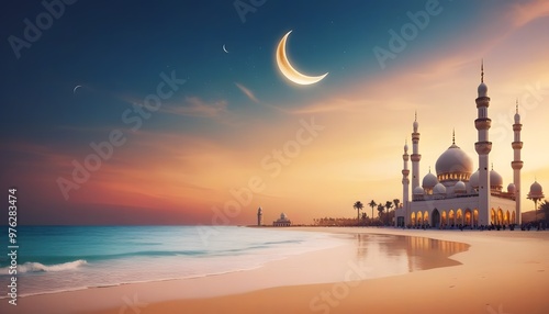 Eid Al Adha Mubarak . Creative ads for social media , banner, poster, greeting card. 3D illustration . photo