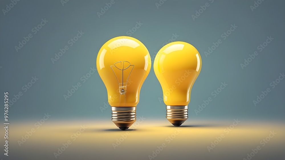 Minimal yellow lightbulb icon in 3D cartoon style. Concepts of idea, solution, business, and strategy.
Minimal yellow lightbulb icon in 3D cartoon style. Concepts of idea, solution, business, and strategy.