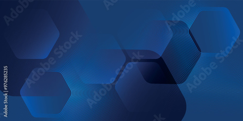 Abstract blue background with glowing geometric lines. Modern blue gradient square shape design. Futuristic technology concept. Suit for brochure, corporate, website, poster, banner, cover, flyer