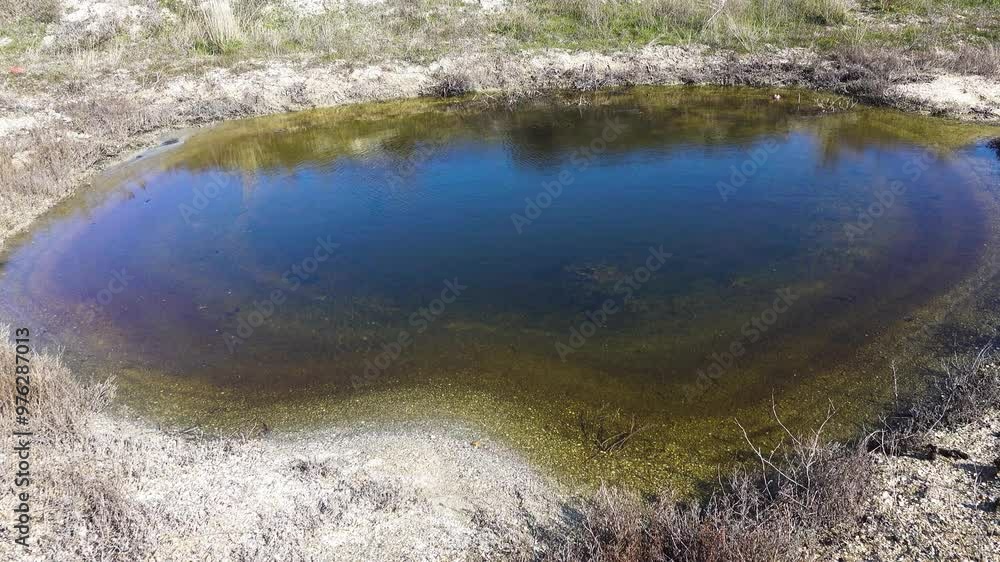 Cenote. A pit with water on the shore Cenote. A pit with water on the shore