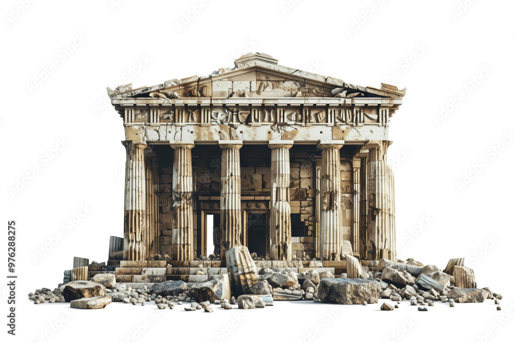 Obraz premium Greek Temple, cut out. Ancient temple, transparent.