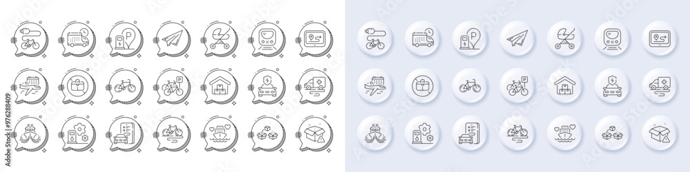 Select flight, Bike and Paper plane line icons. White pin 3d buttons, chat bubbles icons. Pack of Delivery warning, Ambulance transport, Charging station icon. Vector Select flight, Bike and Paper plane line icons. White pin 3d buttons, chat bubbles icons. Pack of Delivery warning, Ambulance transport, Charging station icon. Vector