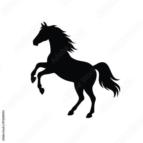 horse silhouette hind legs, silhouette vector art illustration clipart 