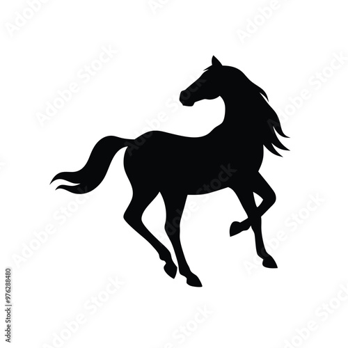 horse silhouette hind legs, silhouette vector art illustration clipart 