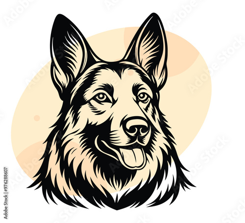 Dog silhouette eps format vector illustration on a white background eps format Dog Head for tshirt photo