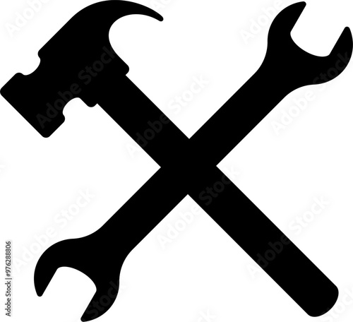 crossed wrench and hammer vector. symbol, icon