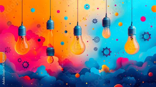 Creative light bulbs representing innovation and ideas
 photo