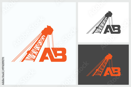 Initial Letter AB Crane Logo, Initial Letter AB Crane Vector Icon Logo