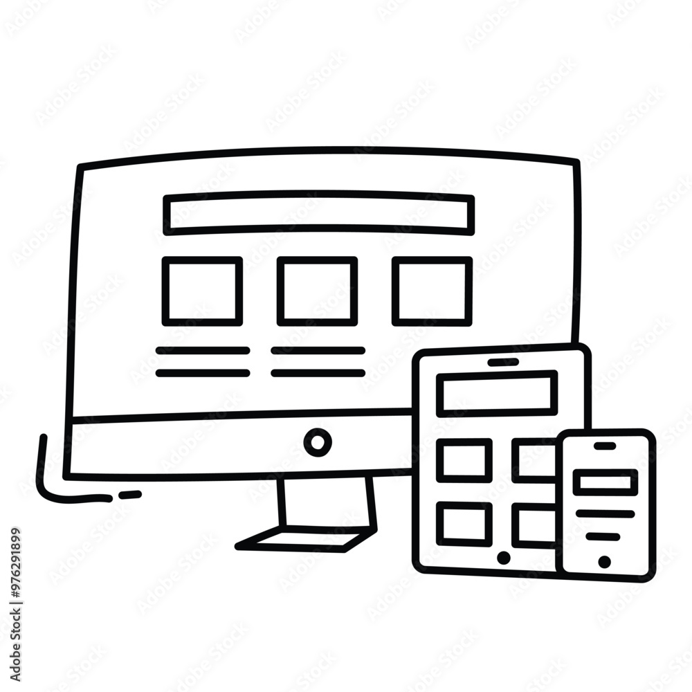 Responsive design Icon Design. Representing Mobile Optimization. User Experience. Website. Flexible Layout. Vector icon. Responsive design Icon Design. Representing Mobile Optimization. User Experience. Website. Flexible Layout. Vector icon.