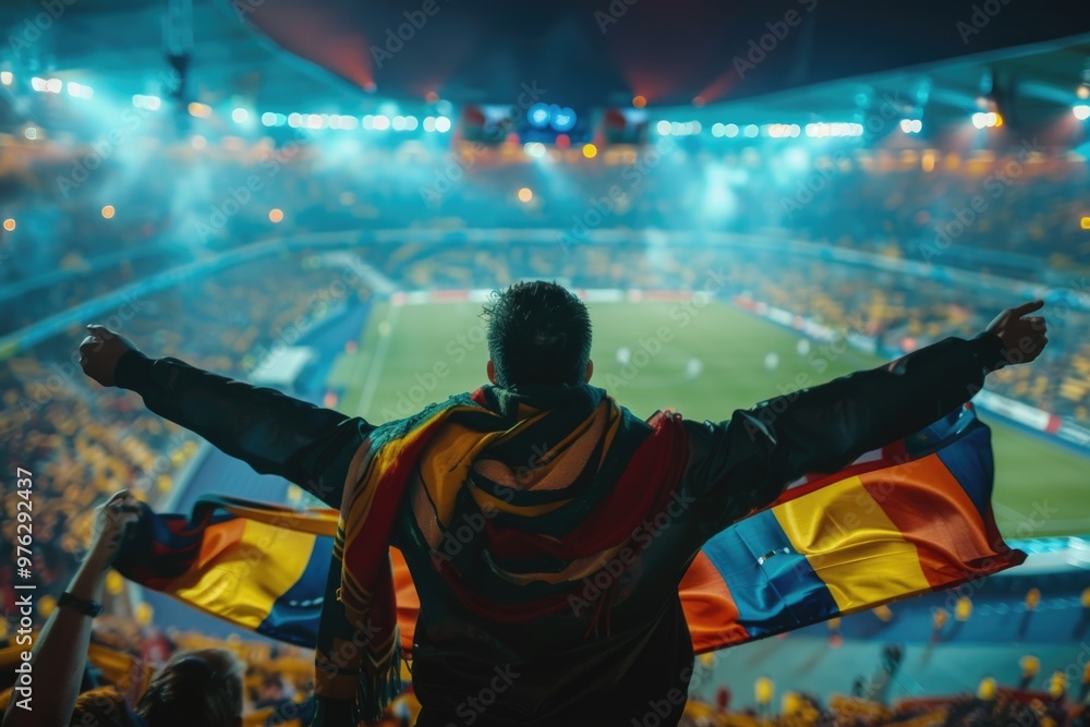 A person holding a flag in front of a group of people, possibly during a protest or rally A person holding a flag in front of a group of people, possibly during a protest or rally