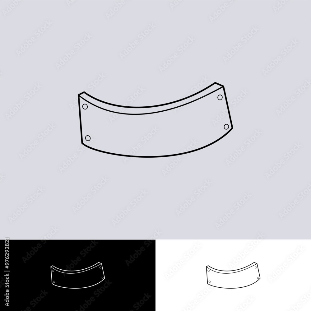 curved metal board title label in line art style illustration for icon or logo curved metal board title label in line art style illustration for icon or logo