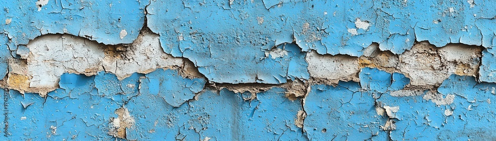 A heavily cracked blue-painted concrete wall, with layers of paint peeling off in irregular patterns, exposing the rough beton beneath, creating a raw and gritty urban texture. A heavily cracked blue-painted concrete wall, with layers of paint peeling off in irregular patterns, exposing the rough beton beneath, creating a raw and gritty urban texture.