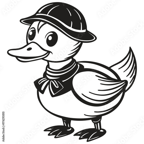 Cute cartoon duck Vector illustration isolated on a white background