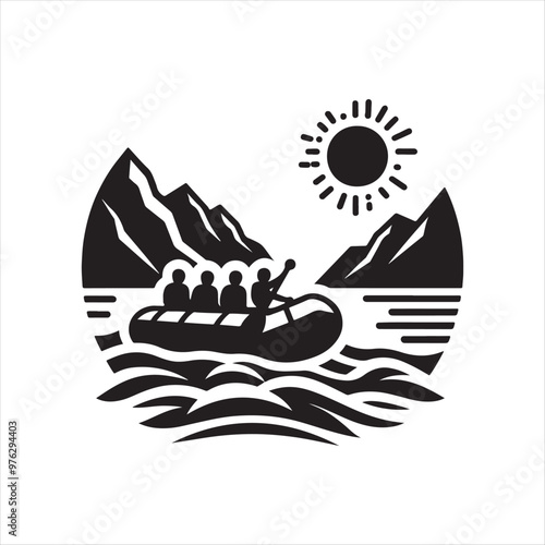 High-Quality Whitewater Raft Silhouettes - Vector Graphics for Designers