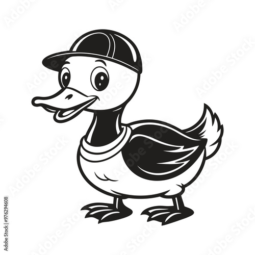 Cute cartoon duck Vector illustration isolated on a white background