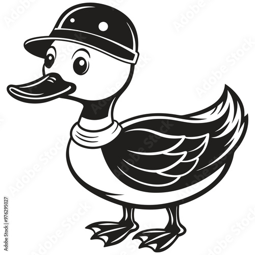 Cute cartoon duck Vector illustration isolated on a white background