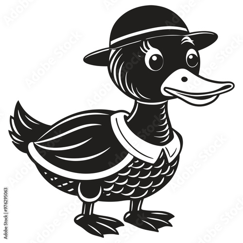 Cute cartoon duck Vector illustration isolated on a white background