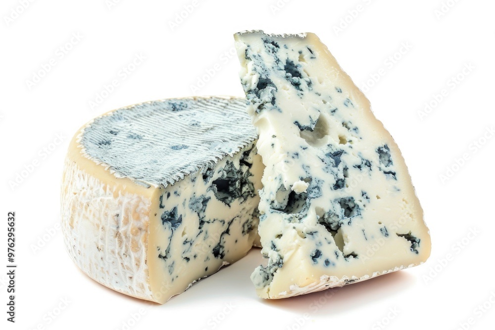 A slice of blue cheese with a bite taken out, perfect for a snack or recipe A slice of blue cheese with a bite taken out, perfect for a snack or recipe