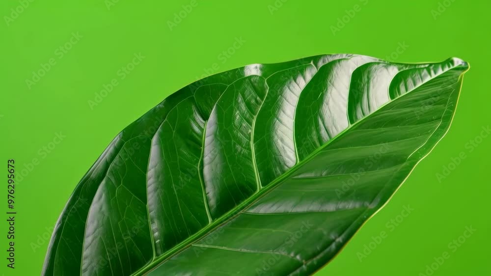 Close-up of a Vibrant Green Leaf . Green screen 4K animation. Close-up of a Vibrant Green Leaf . Green screen 4K animation.