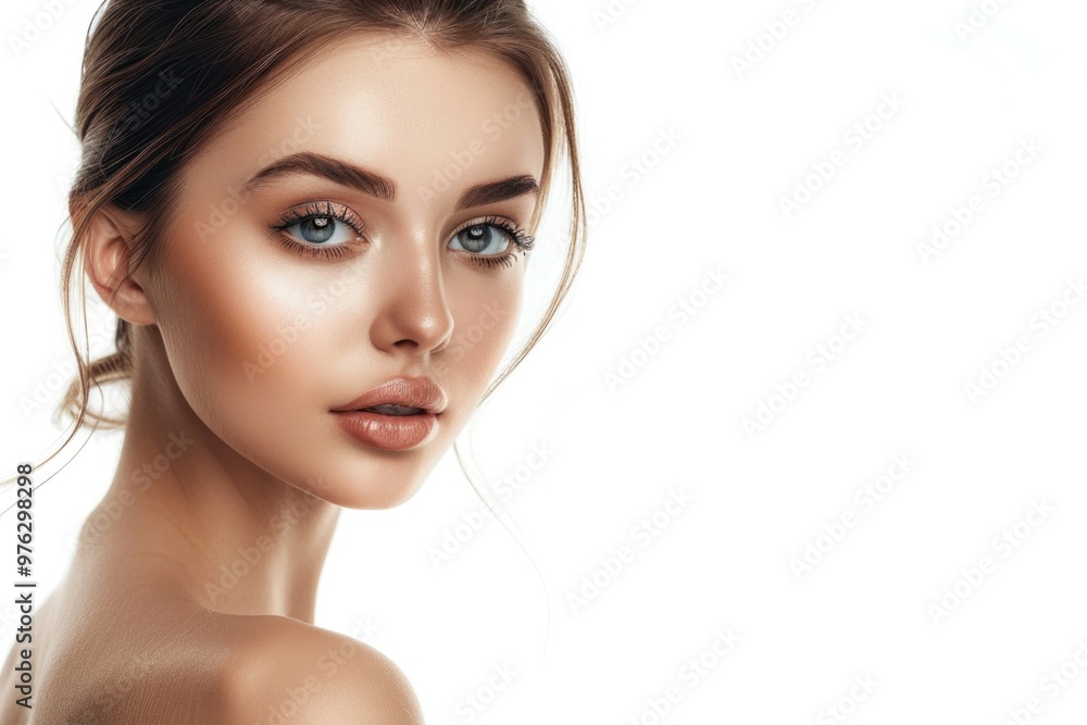 Beautiful young woman posing for a photo shoot with a relaxed expression and attractive attire Beautiful young woman posing for a photo shoot with a relaxed expression and attractive attire