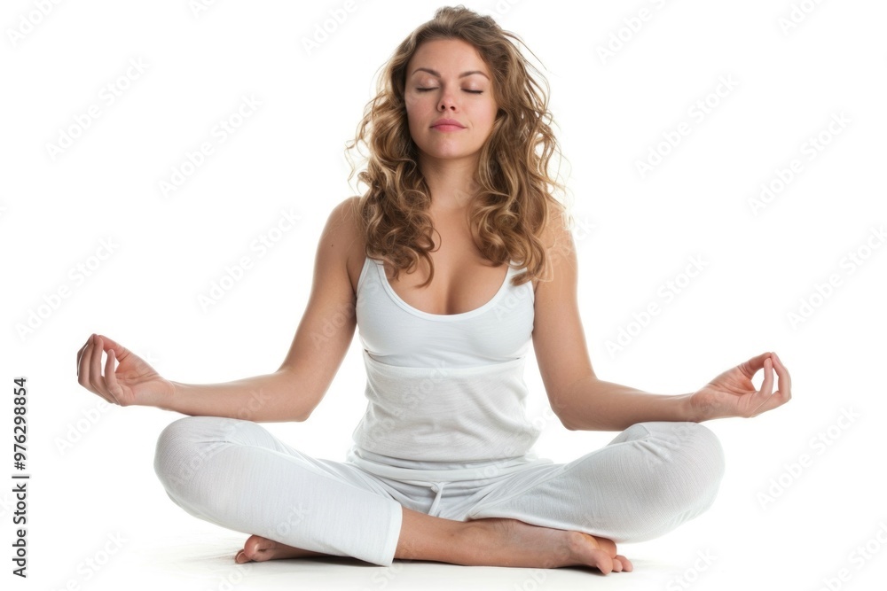 A person practicing meditation with their eyes shut and legs crossed A person practicing meditation with their eyes shut and legs crossed