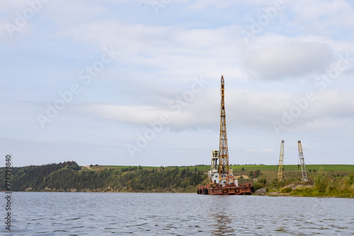 floating crane on the river