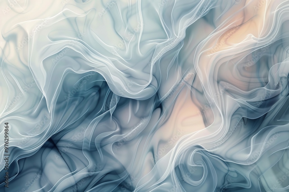 Obraz premium Fluid, organic patterns in soft pastel tones create a serene and calming abstract wallpaper