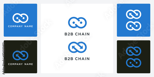 Vector of b2b chain icon and logo design template