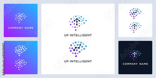 Vector of up intelligent icon and logo design template