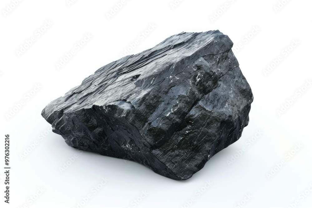 A single large rock sitting on a white surface, ideal for use in interior design or architecture concepts A single large rock sitting on a white surface, ideal for use in interior design or architecture concepts