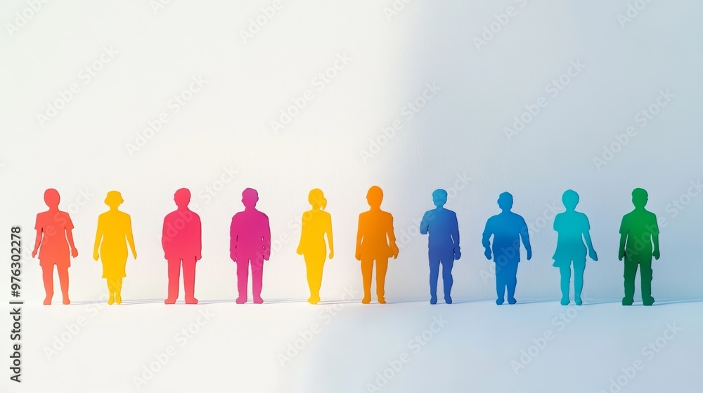 Colorful silhouettes representing diversity and unity on a bright background. A symbol of inclusivity and collaboration in society. Colorful silhouettes representing diversity and unity on a bright background. A symbol of inclusivity and collaboration in society.